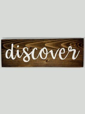 "Discover " Word of the Year Sign Wood Handcrafted Shelf Sitter Office Decor